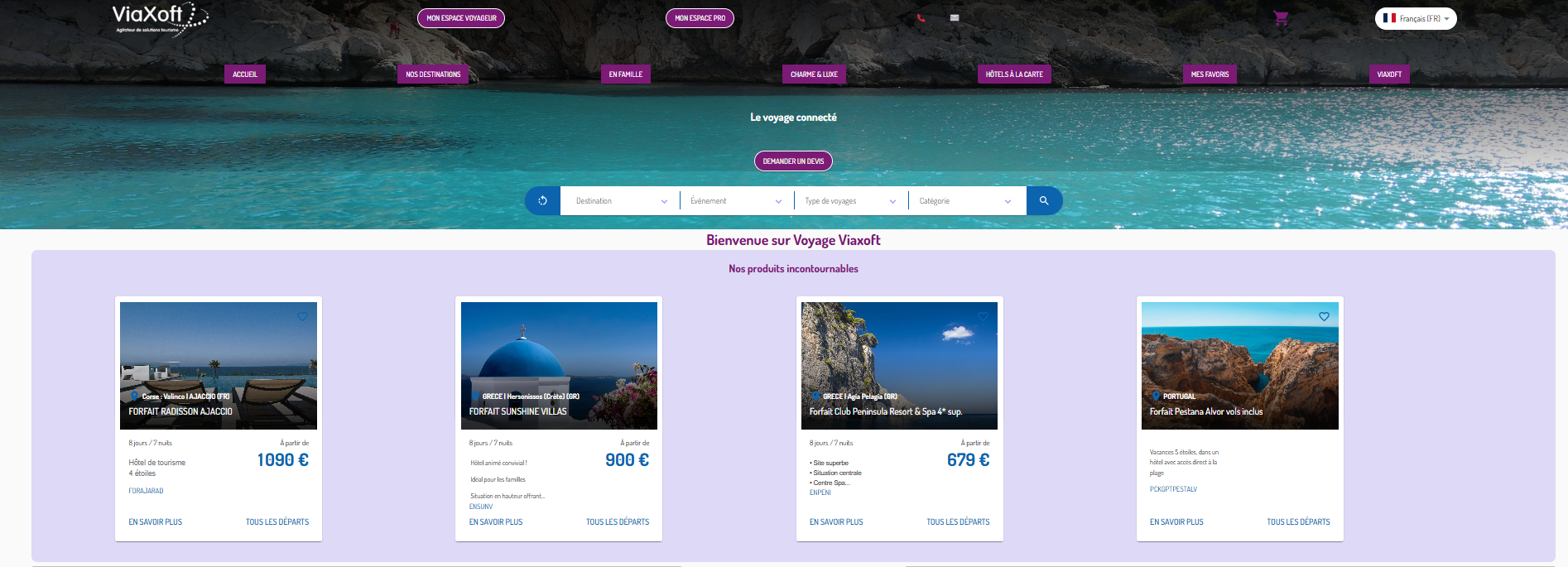 Capture d'écran 2025-04-23 100106 Interface de ViaXeo Web, CMS web multicanal pour agences de voyages